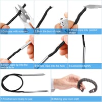 Set ace de cusut și croșetat FID din oțel inoxidabil Ferraycle pentru paracord și piele, cu instrument de netezire a nodurilor negru 5