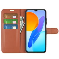 Puzdro na mobil Fertuo Flip pre Honor X6 / Honor X8 5G / Honor 70 Lite, kožené peňaženkové puzdro so stojanom, priehradkou na karty, magnetickým uzatváraním a silikónovým rámom, hnedé 4