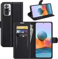 Fertuo Xiaomi Redmi Note 10 Pro bőr flip tok kártyatartóval, mágneszárral - fekete 1