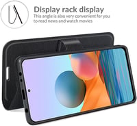 Fertuo Xiaomi Redmi Note 10 Pro bőr flip tok kártyatartóval, mágneszárral - fekete 5