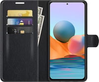 Fertuo Xiaomi Redmi Note 10 Pro bőr flip tok kártyatartóval, mágneszárral - fekete 3