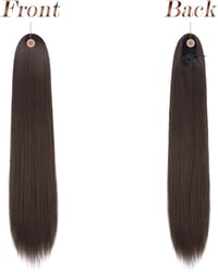 Extensie de coadă de cal FESHFEN de 24 inch, cu aspect natural, dreaptă, cu șnur și clipsuri, pentru femei și fete șatene 2