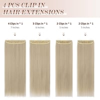 FESHFEN Clip-In Hajhosszabbítás 50cm, 4 Darab Szintetikus Egyenes Haj Klippes Hosszabbítás Nőknek 2