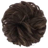 FESHFEN Gumi do vlasov (scrunchie), príčesok z vlnitých syntetických vlasov, hnedá (brunette), 42 g, vypchávka do vlasov a drdol pre ženy 2
