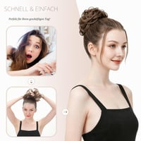 FESHFEN Gumi do vlasov (scrunchie), príčesok z vlnitých syntetických vlasov, hnedá (brunette), 42 g, vypchávka do vlasov a drdol pre ženy 6