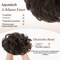FESHFEN Gumi do vlasov (scrunchie), príčesok z vlnitých syntetických vlasov, hnedá (brunette), 42 g, vypchávka do vlasov a drdol pre ženy 3