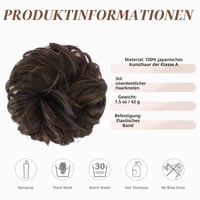FESHFEN Gumi do vlasov (scrunchie), príčesok z vlnitých syntetických vlasov, hnedá (brunette), 42 g, vypchávka do vlasov a drdol pre ženy 4