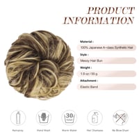 FESHFEN Gumi do vlasov (scrunchie) z umelých kučeravých vĺn – príčesok v tvare drdola pre ženy a dievčatá – svetlohnedá a blond 4