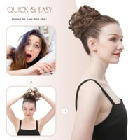 FESHFEN Gumi do vlasov (scrunchie) z umelých kučeravých vĺn – príčesok v tvare drdola pre ženy a dievčatá – svetlohnedá a blond 6