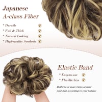 FESHFEN Gumi do vlasov (scrunchie) z umelých kučeravých vĺn – príčesok v tvare drdola pre ženy a dievčatá – svetlohnedá a blond 3