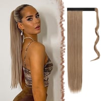 FESHFEN hosszú egyenes lófarok hajpótlás szintetikus hajhosszabbítás 60cm 1