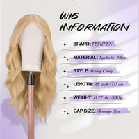 FESHFEN Lace Front szintetikus paróka, hosszú göndör - szőke - 70 cm 5