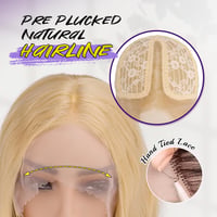 FESHFEN Lace Front szintetikus paróka, hosszú göndör - szőke - 70 cm 3
