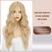 FESHFEN hosszú hullám paróka szőke lace front szintetikus haj 65 cm 2