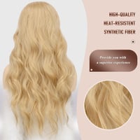 FESHFEN hosszú hullám paróka szőke lace front szintetikus haj 65 cm 4
