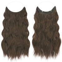 FESHFEN hosszú hullámos hajhosszabbítás, 50 cm, gesztenye barna, szintetikus 2