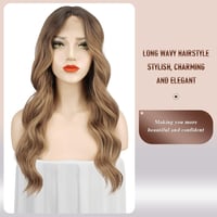 FESHFEN hosszú hullámos paróka barna balayage lace front középválasztással 65cm 2