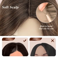 FESHFEN hosszú hullámos paróka barna balayage lace front középválasztással 65cm 5