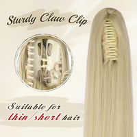FESHFEN Extensie coadă de cal cu clips 63 cm, blond cenușiu, drept, lung, pentru femei 3