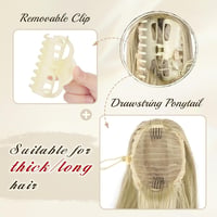 FESHFEN Extensie coadă de cal cu clips 63 cm, blond cenușiu, drept, lung, pentru femei 4