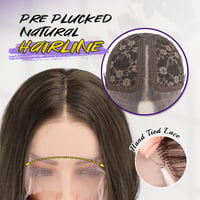Perucă Lace Front FESHFEN – Păr sintetic lung, ondulat și creț, dantelă HD, șaten mediu, 70 cm, pentru femei 3