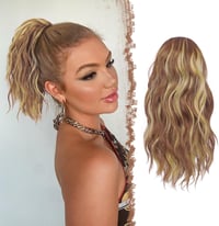 FESHFEN Lófarok Hajhosszabbítás Göndör Barna-Szőke Szintetikus 30cm 1
