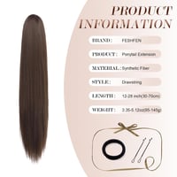 Extensie coadă de cal FESHFEN pentru femei cu șnur, sintetică, dreaptă, 70 cm, maro deschis 4