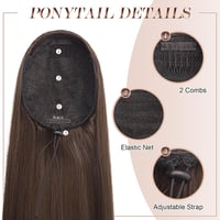 Extensie coadă de cal FESHFEN pentru femei cu șnur, sintetică, dreaptă, 70 cm, maro deschis 5