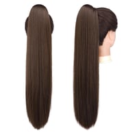 Extensie coadă de cal FESHFEN pentru femei cu șnur, sintetică, dreaptă, 70 cm, maro deschis 3