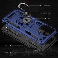 Fetrim iPhone 13 Pro Ütésálló Tok Forgatható Gyűrűs Állvánnyal - TPU és Polikarbonát Védőtok Mágnesezhető Hátlappal, Tengerészkék 6