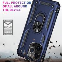 Fetrim iPhone 13 Pro Ütésálló Tok Forgatható Gyűrűs Állvánnyal - TPU és Polikarbonát Védőtok Mágnesezhető Hátlappal, Tengerészkék 5