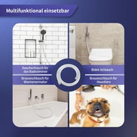 FEVONE 1,5m Átlátszó Zuhanytömlő Ezüst Fóliával - PVC Zuhanycső Sárgaréz Csatlakozókkal, Univerzális 1/2" Csatlakozás, Csavarodásmentes 5