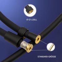 FEVONE Fekete Zuhanytömlő 175 cm - Sima PVC Zuhanycső Sárgaréz Csatlakozókkal, Univerzális 1/2" Csatlakozás, Csavarodásmentes, Szivárgásbizt 2