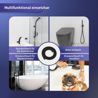 FEVONE Fekete Zuhanytömlő 175 cm - Sima PVC Zuhanycső Sárgaréz Csatlakozókkal, Univerzális 1/2" Csatlakozás, Csavarodásmentes, Szivárgásbizt 5