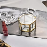 Feyarl Hatszögletű Arany Ékszertartó Doboz - Vintage Üveg Tárolódoboz Gyűrűknek, Fülbevalóknak, Dekorációs Célra (Kicsi) 9