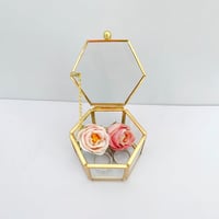 Feyarl Hatszögletű Arany Ékszertartó Doboz - Vintage Üveg Tárolódoboz Gyűrűknek, Fülbevalóknak, Dekorációs Célra (Kicsi) 4