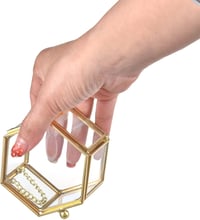 Feyarl Hatszögletű Arany Ékszertartó Doboz - Vintage Üveg Tárolódoboz Gyűrűknek, Fülbevalóknak, Dekorációs Célra (Kicsi) 6