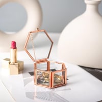 Feyarl Hatszögletű Üveg Ékszertartó Doboz - Rózsaarany Gyűrűtartó Nőknek, Átlátszó Zárható Tárolódoboz Gyűrűkhöz, Fülbevalókhoz, Nyakláncokh 4