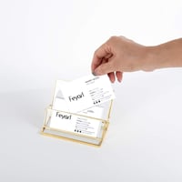 Feyarl Üveg Névjegytartó Arany Kerettel - Elegáns Asztali Kártyatartó 50 Névjegykártyához Irodába, Recepcióra, Otthoni Munkához 4