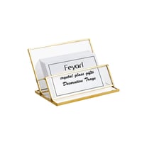 Feyarl Stalak za posjetnice od stakla sa zlatnim okvirom - Elegantni stolni držač kartica za 50 posjetnica, za ured, recepciju, rad od kuće 1