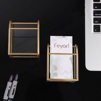 Feyarl Üzleti Névjegytartó - Elegáns Üveg-Fém Asztali Kártyatartó Arany Szegéllyel, 50 Névjegykártya Tárolására, Irodai Recepcióra 7