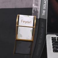 Feyarl Üzleti Névjegytartó - Elegáns Üveg-Fém Asztali Kártyatartó Arany Szegéllyel, 50 Névjegykártya Tárolására, Irodai Recepcióra 6