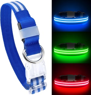 Feycig USB LED svietiaci obojok pre psov, vodoodolný, nastaviteľný, veľkosť S-L, 3 režimy