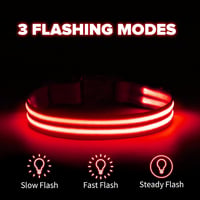 Feycig USB-s LED kutya nyakörv vízálló fényvisszaverő állítható S-L méret 3 mód 3