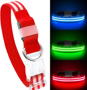 Feycig LED ogrlica za pse s USB punjenjem, vodootporna, 3 načina rada - crvena - veličina L