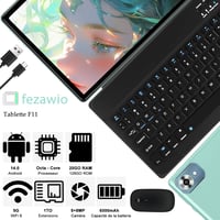 Tabletă Fezawio 2026 de 10 inchi, Android 15, Wi-Fi 5G, 6 GB RAM + 128 GB ROM, Octa-Core, 6000 mAh, cameră de 8 MP, Widevine L1, cu tastatură și mouse incluse 3