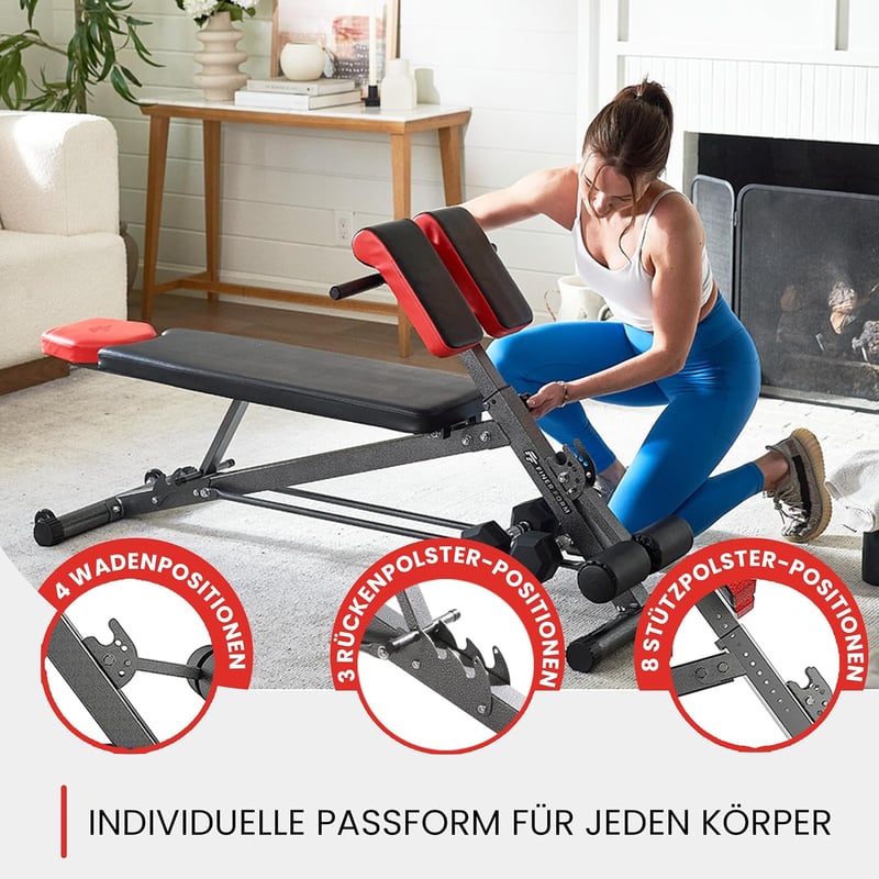 FF Finer Form Multifunkciós súlypad római szék és hyper back extension, állítható haspad, döntött és fekvő edzőpad teljes testre