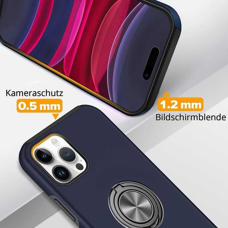Apple iPhone 14 Pro Sötétkék Mágneses Gyűrűs Szilikon Védőtok
