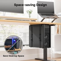 BONTEC Állítható Számítógép Tartó Asztal Alá, Acél CPU Konzol 20kg Teherbírással, 180cm Pántokkal, Fekete Asztali PC Rögzítő 2