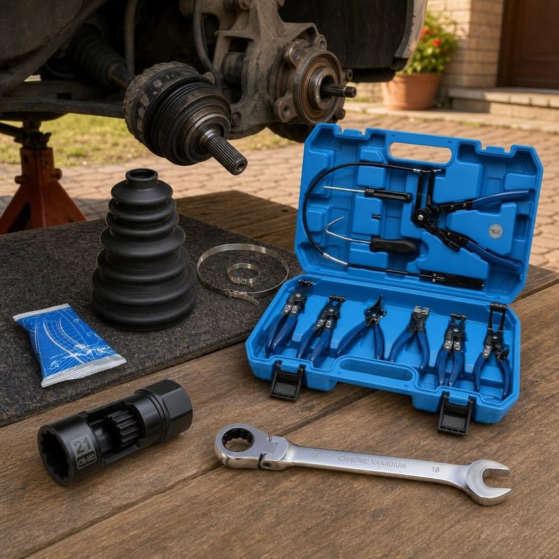 Set za popravak homokinetičkog zgloba: manžeta + 9-dijelni set kliješta + 21 mm nasadni ključ + 13 mm ključ